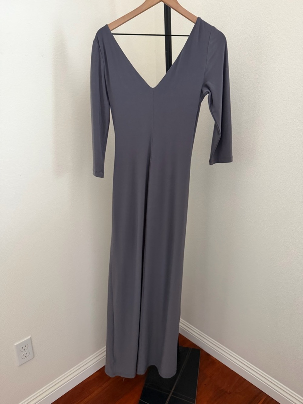 Ralph Lauren Elegant Gray faux Wrap-Front Maxi Dress sz 12p - Picture 5 of 5